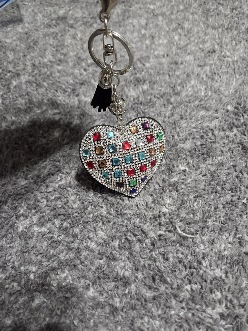 Multicolor Crystal Heart Keychain Charm